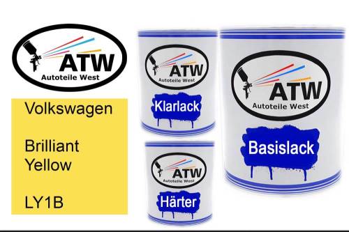 Volkswagen, Brilliant Yellow, LY1B: 1L Lackdose + 1L Klarlack + 500ml Härter - Set, von ATW Autoteile West.